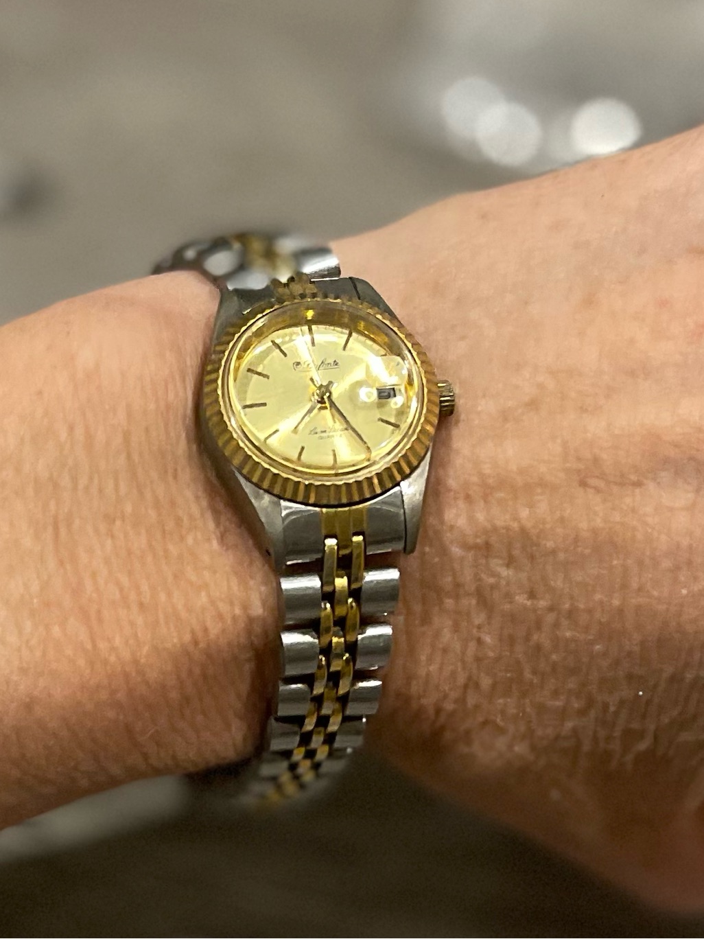 TwoTone Gold And Silver Stainless Steel Watch  Gold Dial